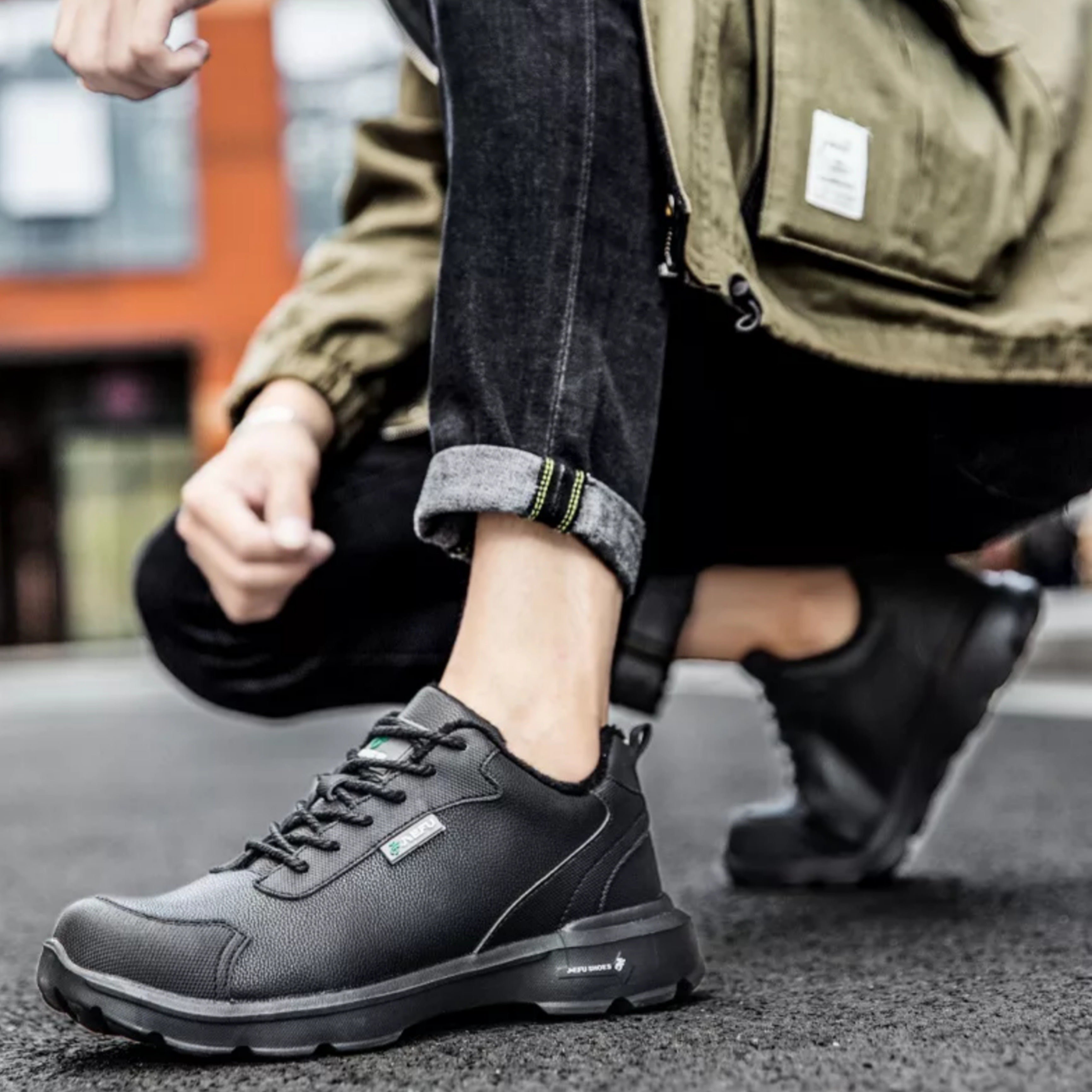 Black waterproof 2024 work shoes